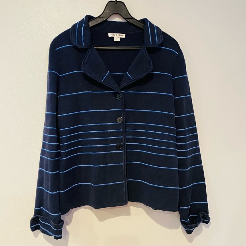 Pendleton Stripe Cotton Blend 3 Buttoned Blazer Size Medium